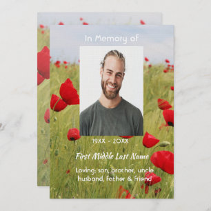 Celebration of Life Service  Field Red Poppy Invitation