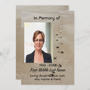Celebration of Life Service Footprints in Sand Invitation