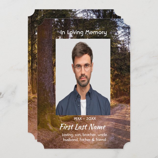 Celebration of Life Service  Forest Trail Walk Invitation (Front/Back)