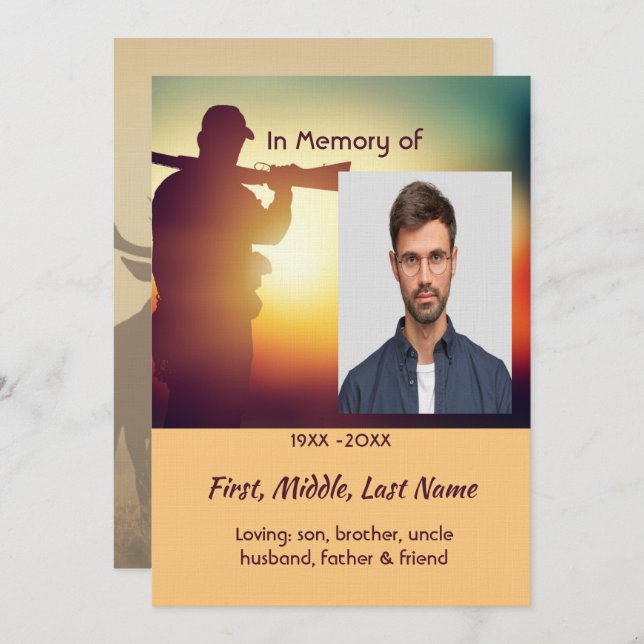 Celebration of Life Service Hunter Stag Deer Invitation (Front/Back)