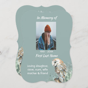 Celebration of Life Service Invite Barn Owl Bird