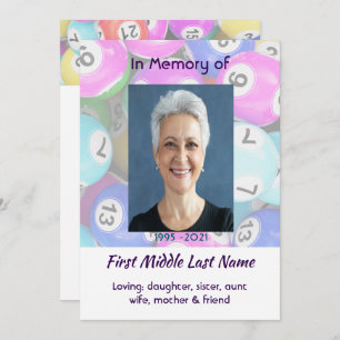 Celebration of Life Service invite Bingo Game 