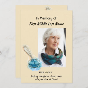 Celebration of Life Service Invite Feather Pen art