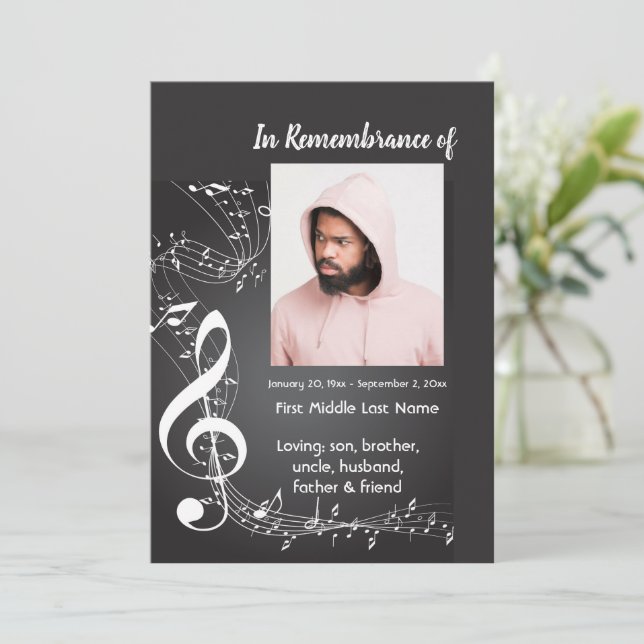 Celebration of Life Service Invite Music Notes  (Standing Front)