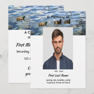 Celebration of Life Service, Lake Ducks Birds Invitation