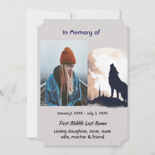 Celebration of Life Service  Lone Wolf Howling  Invitation
