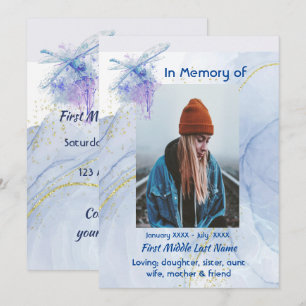 Celebration of Life Service Memorial Dragonfly Invitation