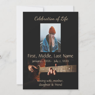 Celebration of Life Service  Music Guitar  Invitation