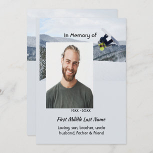 Celebration of Life Service Snowboarding Winter Invitation