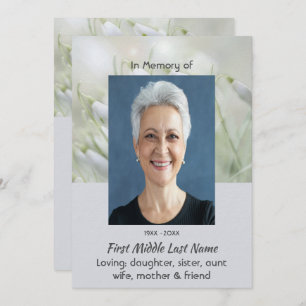 Celebration of Life Service Snowdrop Flowers Invitation