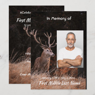 Celebration of Life Service Stag Deer Hunter Invitation