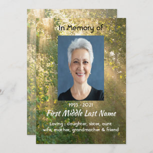 Celebration of Life Service Sunshine Golden Forest Invitation