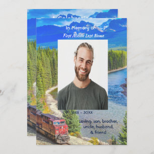 Celebration of Life Service Train Rail Railway Invitation