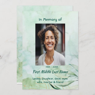 Celebration of Life Service Watercolor Foliage  Invitation