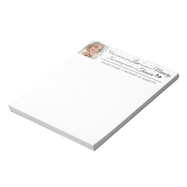 Celebration of Life Share A Memory Quote Photo Notepad (Rotated)