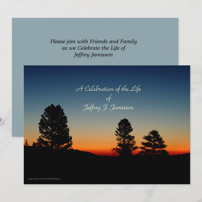 Celebration of Life, Sierra Sunrise, Mountain Invitation (Front/Back)