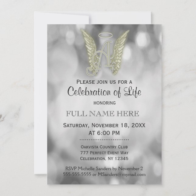 Celebration of Life - Silver Invitation (Back)