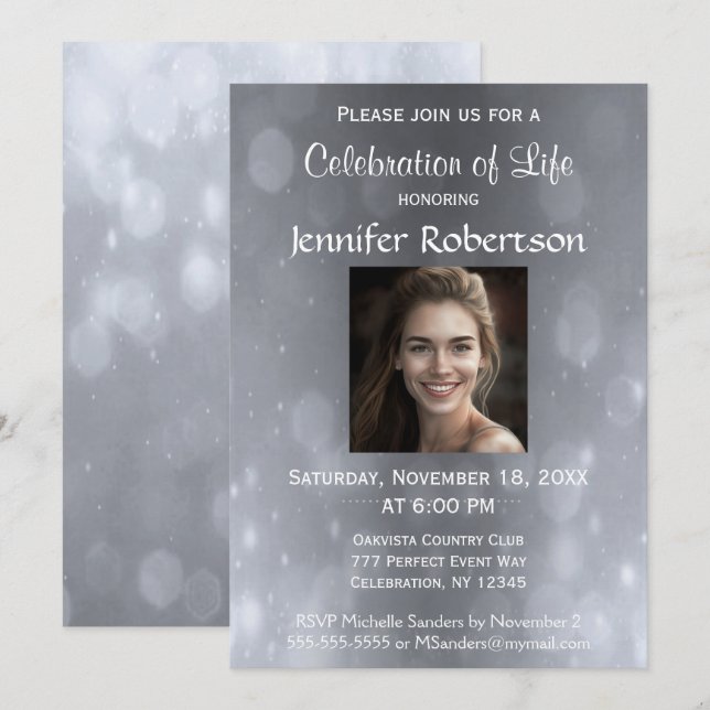 Celebration of Life - Silver Invitation (Front/Back)