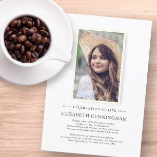 Celebration of Life Simple Chic Elegant Photo Invitation