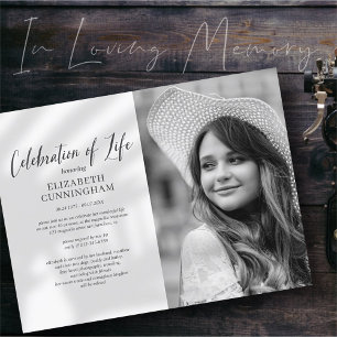 Celebration of Life Simple Chic Elegant Photo Invitation Postcard