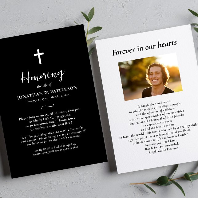 Celebration of Life,Simple Cross, Funeral Wake Invitation (Creator Uploaded)