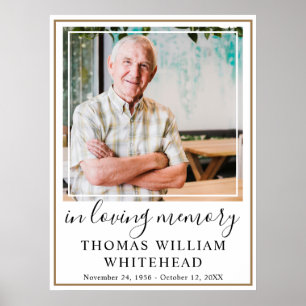 Celebration of Life Simple Gold Frame Photo Poster