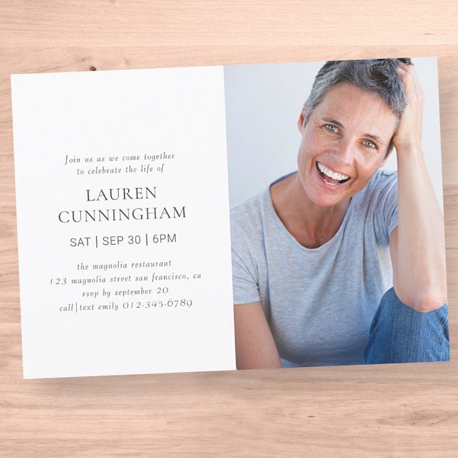 Celebration of Life Simple Modern Minimalist Photo Invitation (Creator Uploaded)