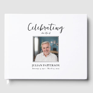 Celebration of Life Simple Photo, Custom Funeral Guest Book