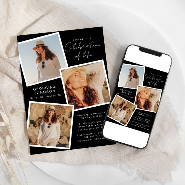 Celebration Of Life Snapshot Photo Memorial Invitation (Creator Uploaded)