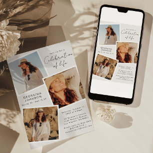 Celebration Of Life Snapshot Photo Memorial Invitation