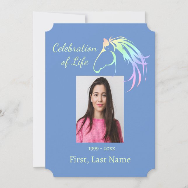 Celebration of Life Soft Colours Pastel Horse Logo Invitation (Front)