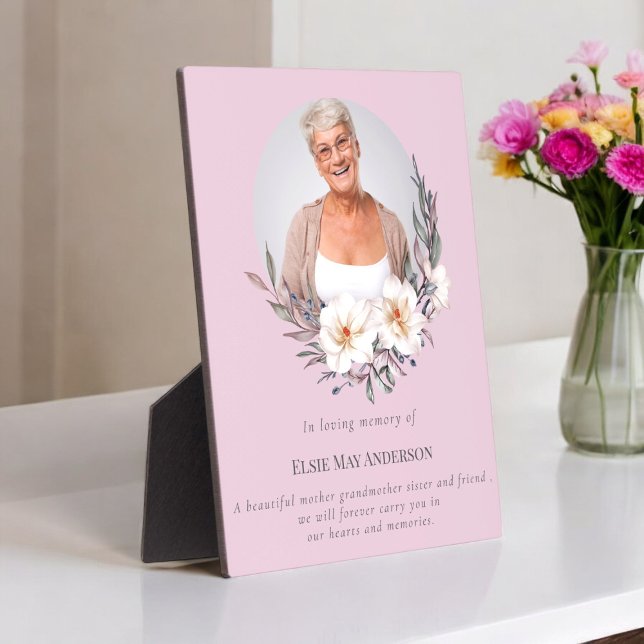 Celebration of life stylish elegant photo keepsake plaque (memorial,remembrance,sympathy,in loving memory,keepsake,photo template,family,celebration of life,)