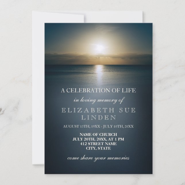 Celebration of Life | Sun Over the Ocean Invitation (Front)