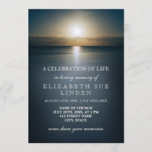 Celebration of Life   Sun Over the Ocean Invitation
