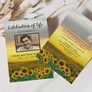 Celebration of Life   Sunflower Funeral Photo Invitation