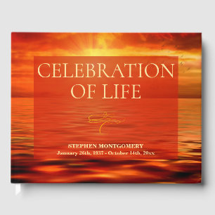Celebration of Life Sunset Ocean Horizon Photo Guest Book