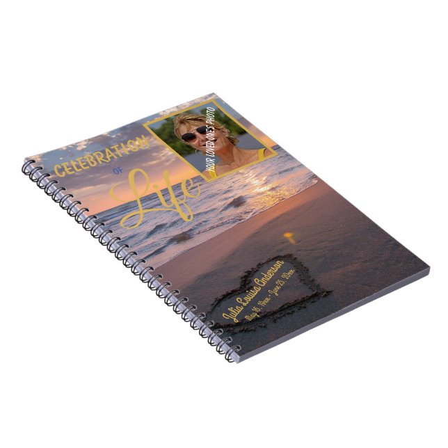 Celebration Of Life Sunset Ocean Photo Guest Book (Right Side)