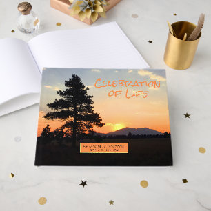 Celebration of Life Sunset Photo Memorial Custom Guest Book