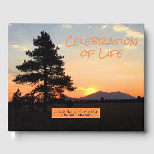 Celebration of Life Sunset Photo Memorial Custom Guest Book