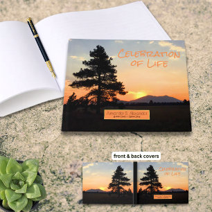 Celebration of Life Sunset Photo Memorial Custom Guest Book