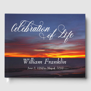 Celebration of Life Sunset Sea Ocean Memorial Guest Book