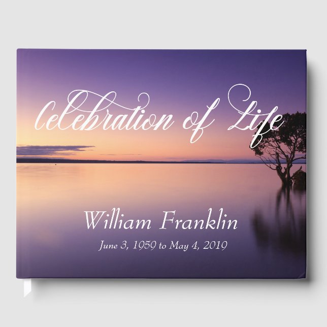 Celebration of Life Sunset Water Lake Guest Book (Front)