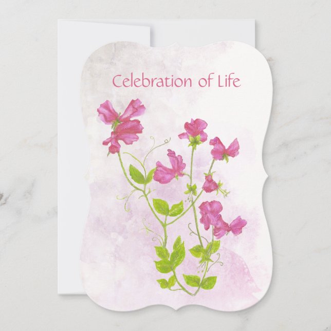 Celebration of Life Sweet Peas Flower Art Invitation (Front)