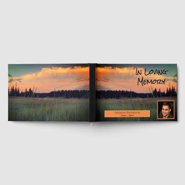 Celebration of Life Tranquil Sunset Custom Photo   Guest Book (Full)
