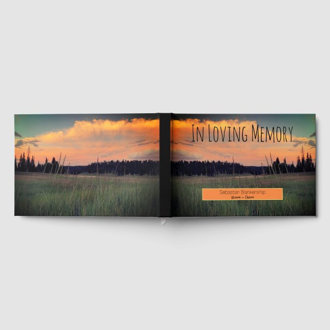 Celebration of Life Tranquil Sunset Custom Photo   Guest Book (Full)