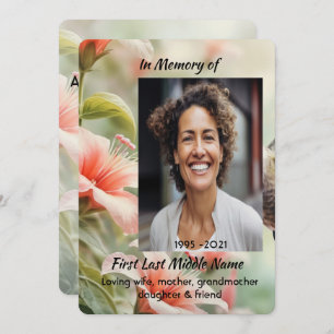 Celebration of Life Tropical Flower Hummingbird Invitation