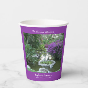 Celebration of Life Tropical Scene Purple Flowers Paper Cups