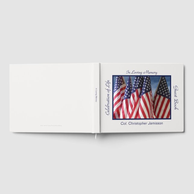 Celebration of Life, USA American Flags, Name Guest Book (Full)