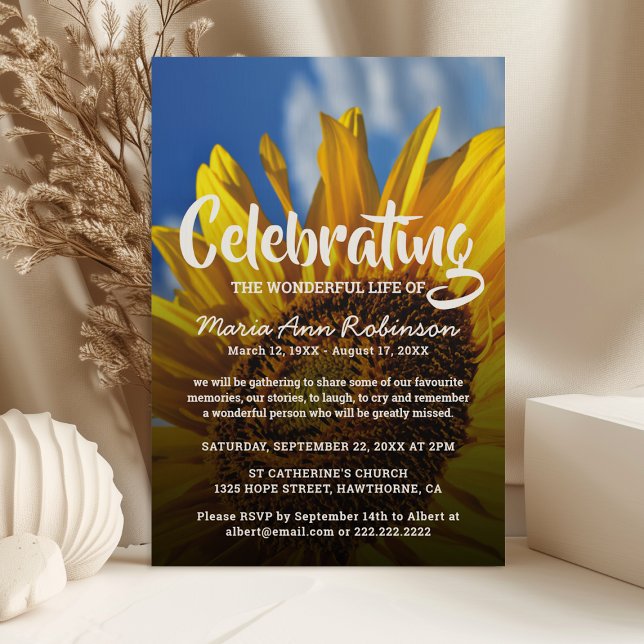 Celebration of Life | Vibrant Sunflower Invitation (Creator Uploaded)