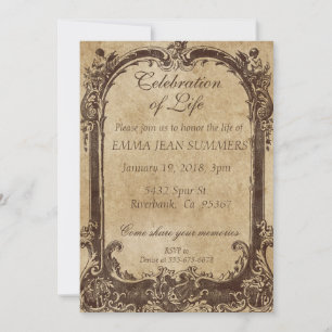 Celebration of Life Vintage Victorian Frame Invitation